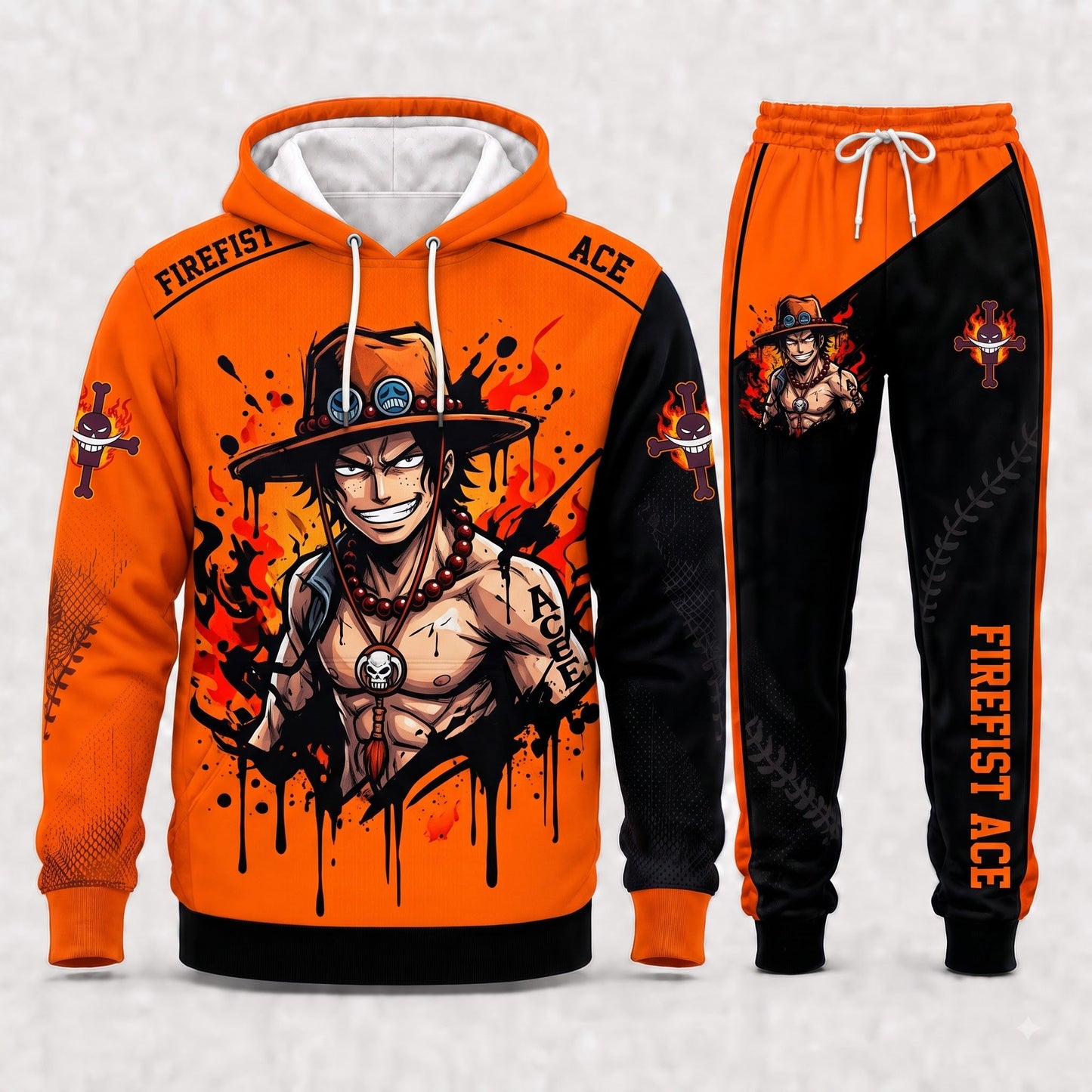 Portgas D. Ace Hoodie & Sweatpants Tracksuit Set — One Piece Inspired - Custom Fan Apparel Image 7