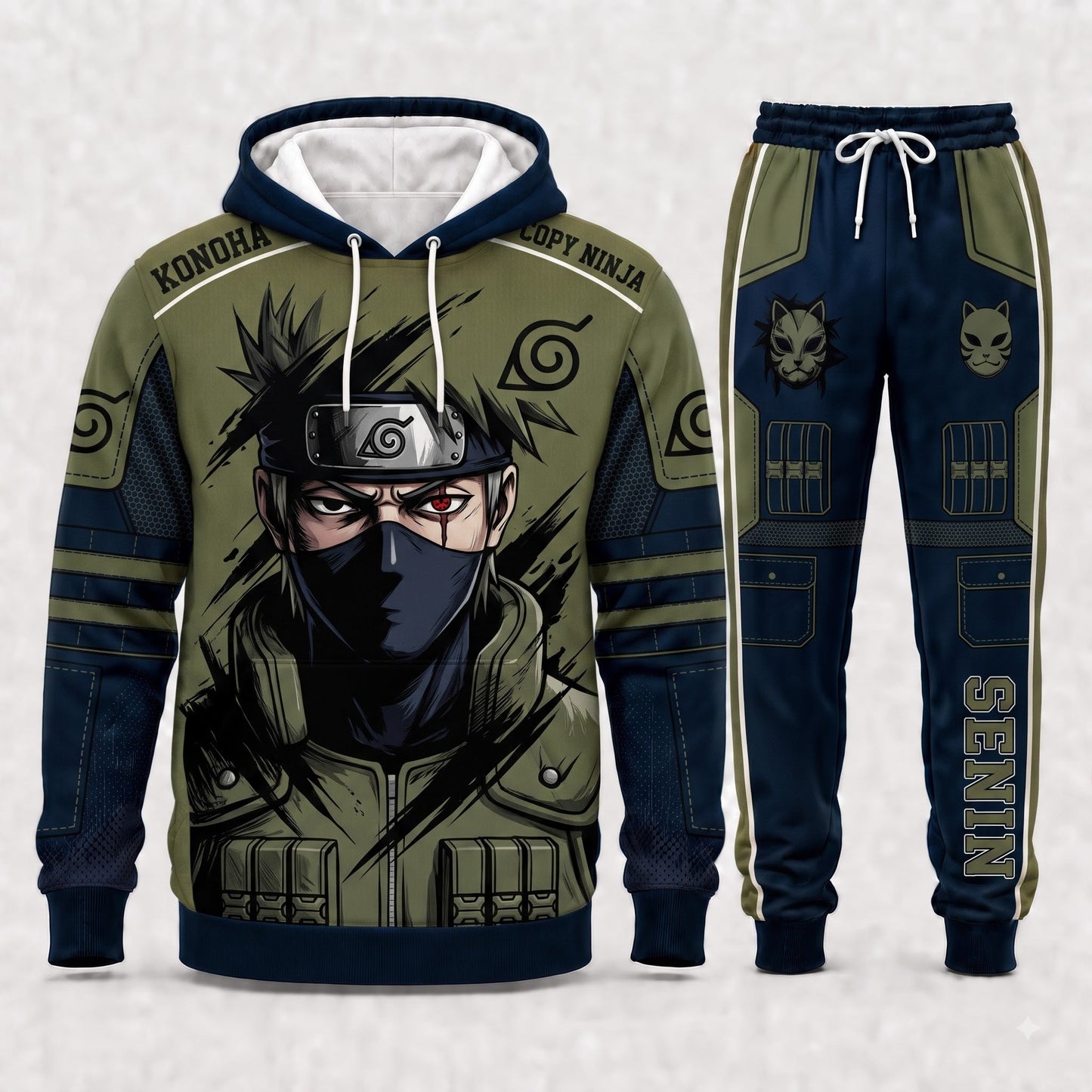 Hatake Kakashi Hoodie & Sweatpants Tracksuit Set — Naruto Shippuden Inspired - Custom Fan Apparel Image 1