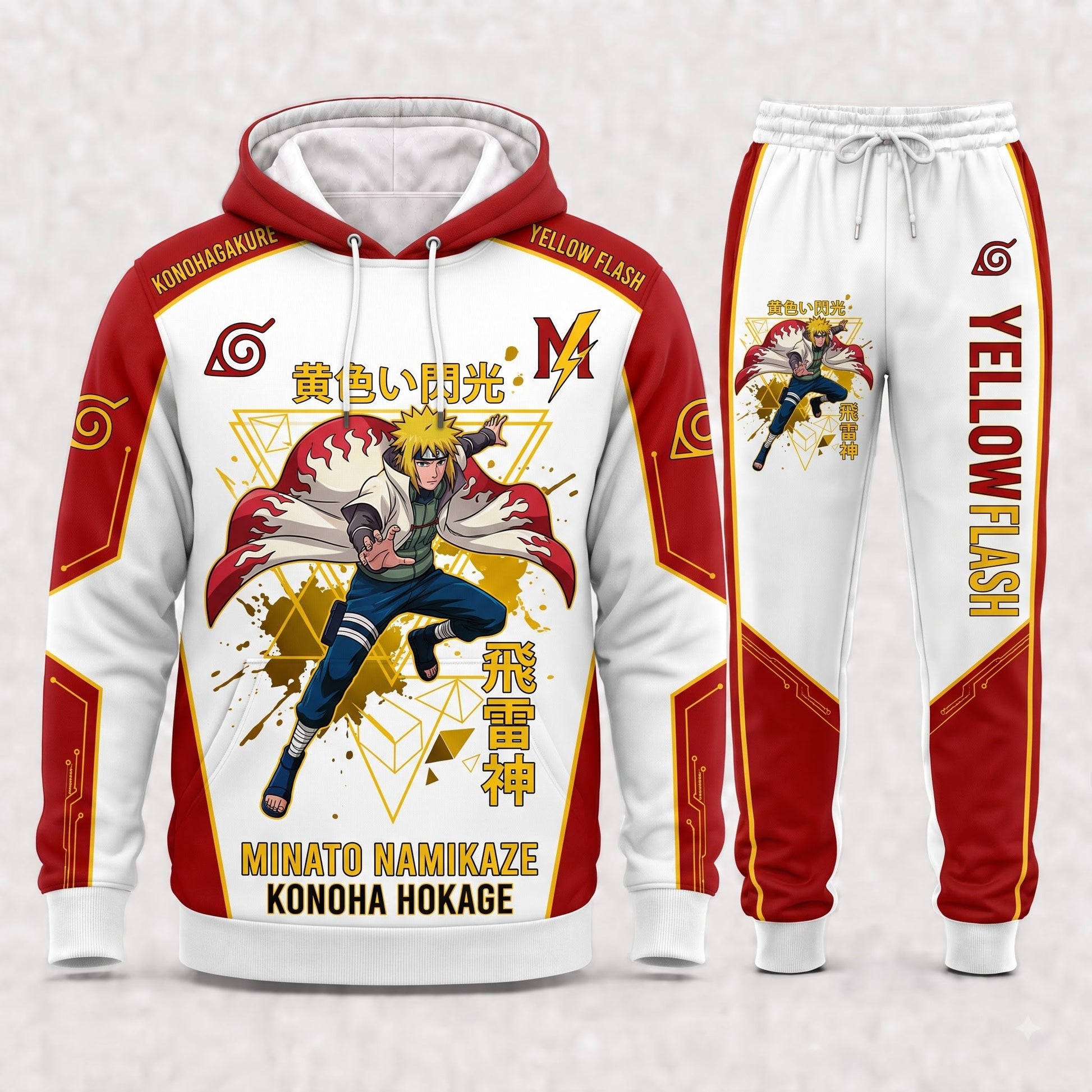 Namikaze Minato Hoodie & Sweatpants Tracksuit Set — Naruto Shippuden Inspired - Custom Fan Apparel Image 6