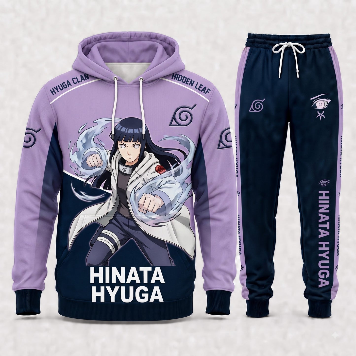 Hyuga Hinata Hoodie & Sweatpants Tracksuit Set — Naruto Shippuden Inspired - Custom Fan Apparel Image 3