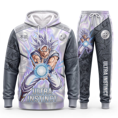 Ultra Instinct Son Goku Outfit Set — Hoodie, Jogger Pants & High-Top Sneakers | Anime Streetwear Matching Set