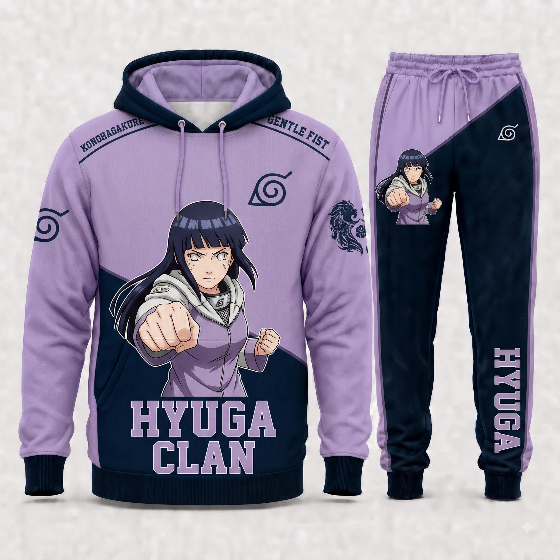 Hyuga Hinata Hoodie & Sweatpants Tracksuit Set — Naruto Shippuden Inspired - Custom Fan Apparel Image 4