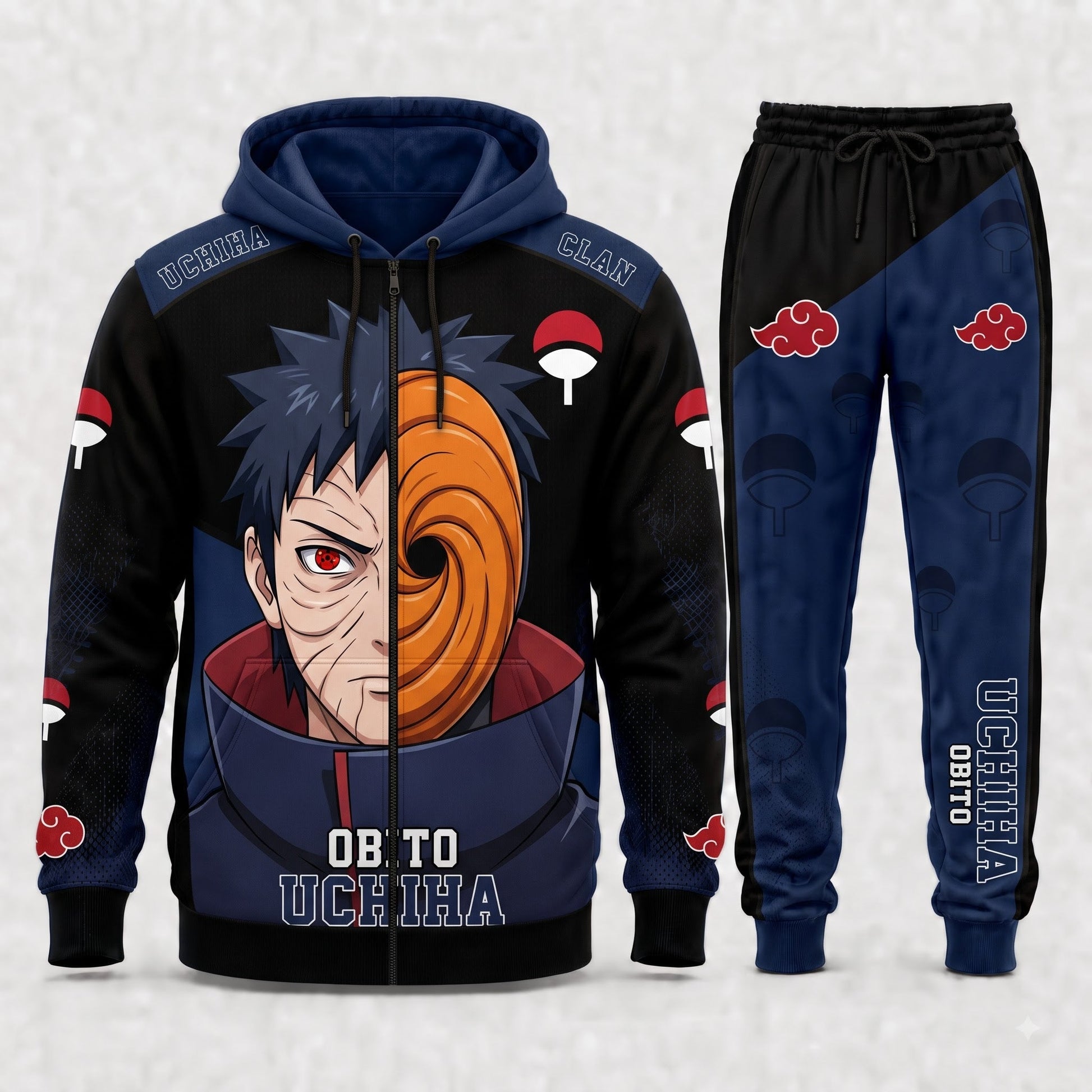 Uchiha Obito Hoodie & Sweatpants Tracksuit Set — Naruto Shippuden Inspired - Custom Fan Apparel Image 1