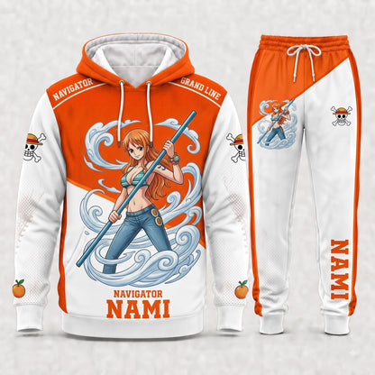 Nami Hoodie & Sweatpants Tracksuit Set — One Piece Inspired - Custom Fan Apparel Image 5