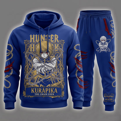 Anime Hunter Hoodie & Sweatpants Set — Manga Inspired Tracksuit — Character Graphic Jogger Set for A - Custom Fan Apparel Image 9