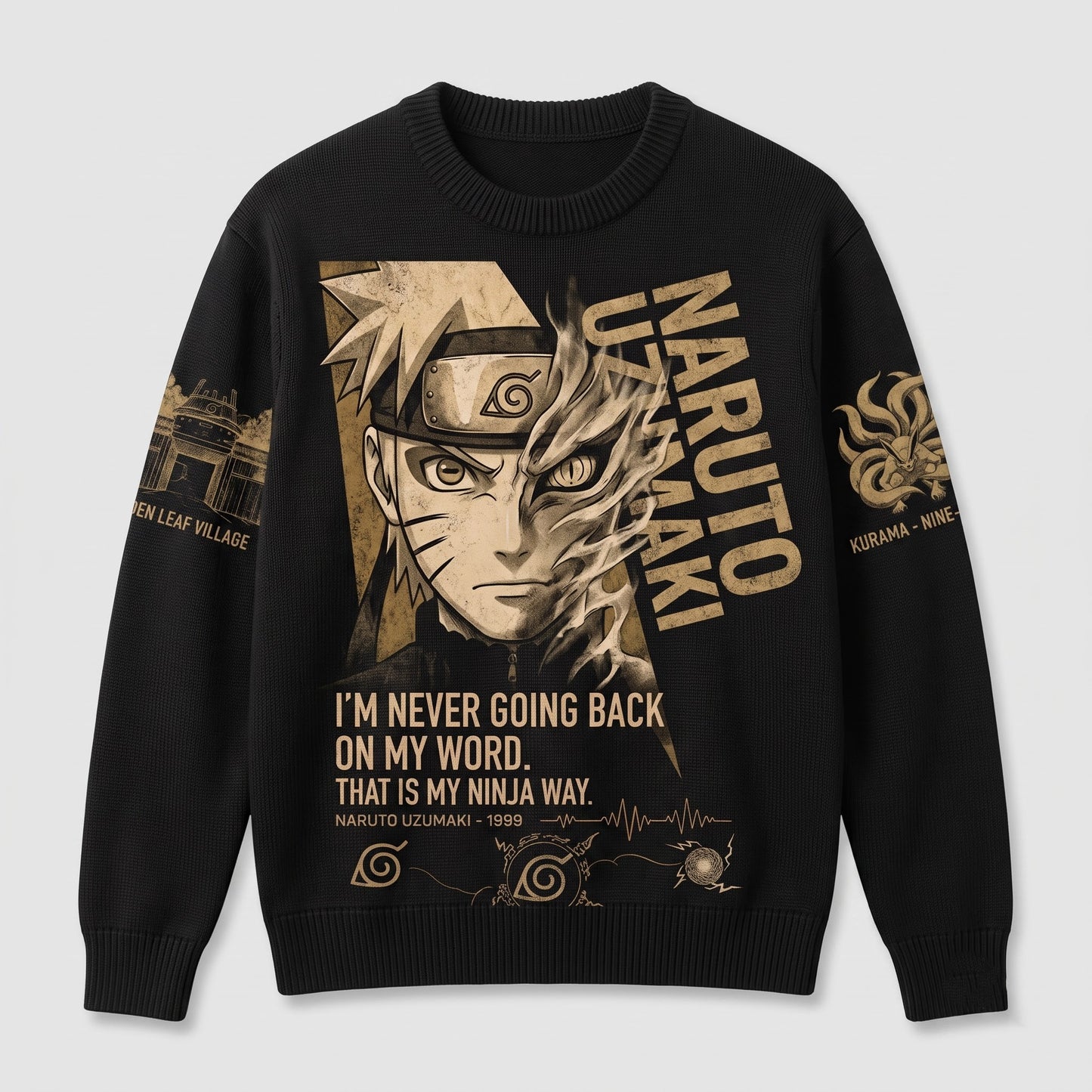 Anime Narutoo Ninja Graphic Shirt, Black Pullover Manga Inspired Hoodie, Japanese Streetwear Fan Gift