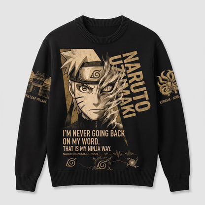 Anime Narutoo Ninja Graphic Shirt, Black Pullover Manga Inspired Hoodie, Japanese Streetwear Fan Gift