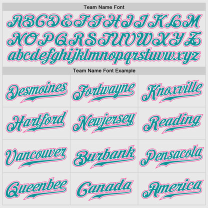 Custom White Pink-Teal Authentic Two Tone Baseball Jersey