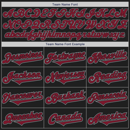 Custom Black Crimson-Gray Authentic Two Tone Baseball Jersey