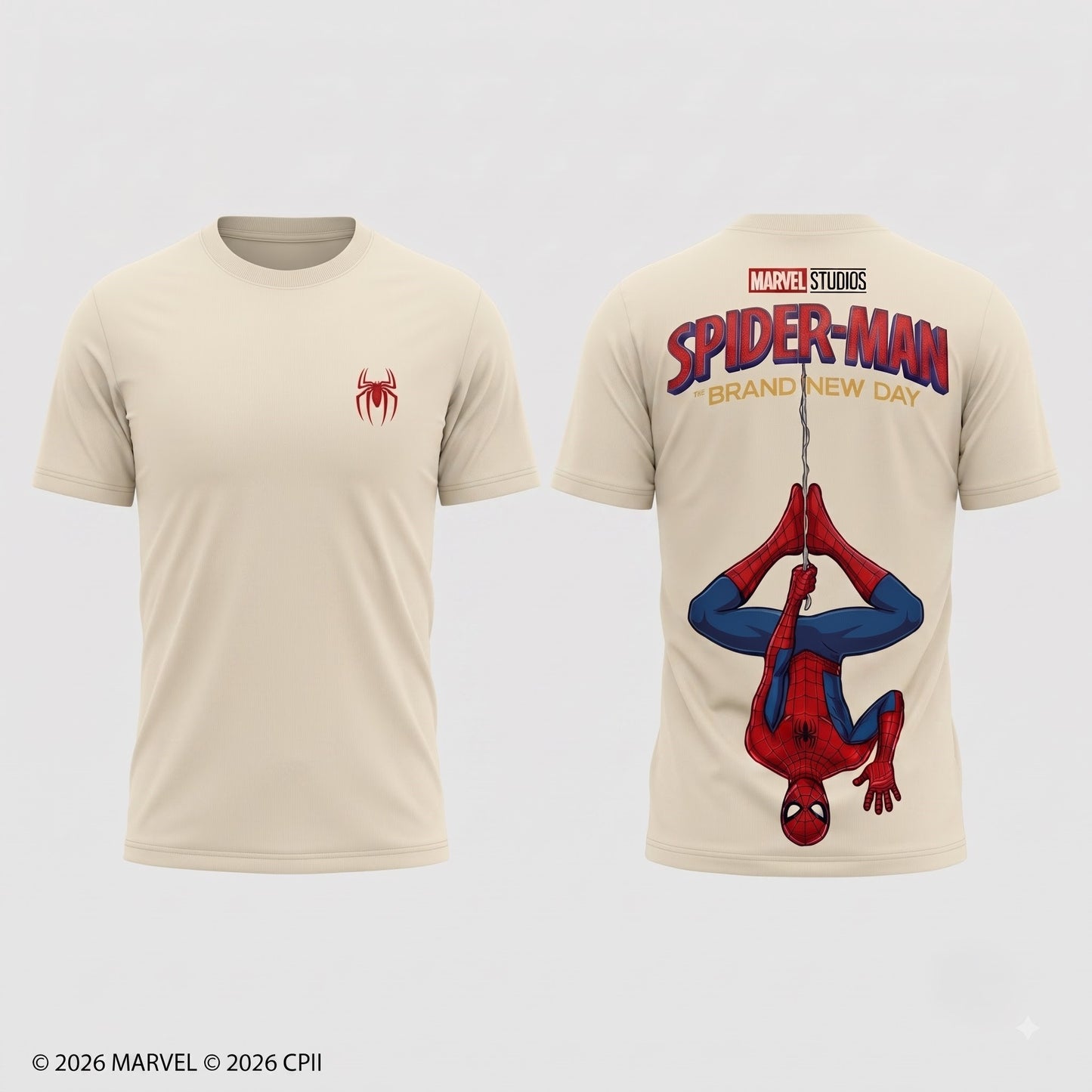 Cream Long Sleeve Shirt, Comic Web Hero Inspired Back Print Tee, Superhero Fan Streetwear Gift