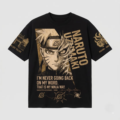 Anime Narutoo Ninja Graphic Shirt, Black Pullover Manga Inspired Hoodie, Japanese Streetwear Fan Gift