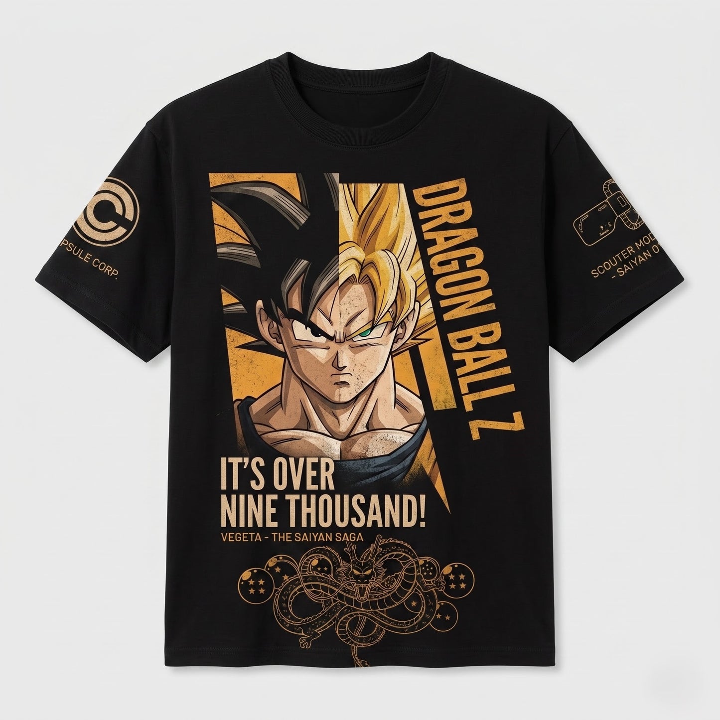 Anime Dragon Ballz Battle Warrior Graphic Shirt, Black Manga Inspired T-Shirt, Sweatshirt & Hoodie, Japanese Streetwear Fan Gift