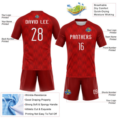 Custom Red White Geometric Shape Sublimation Volleyball Uniform Jersey
