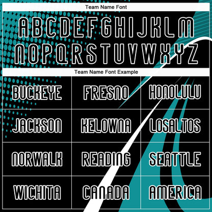Custom Black Teal-White Lines And Dots Sublimation Volleyball Uniform Jersey
