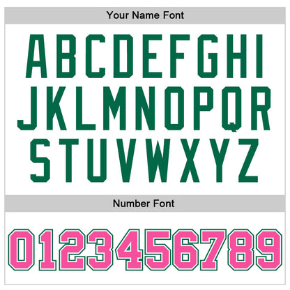 Custom White Pink-Kelly Green Authentic Throwback Basketball Jersey