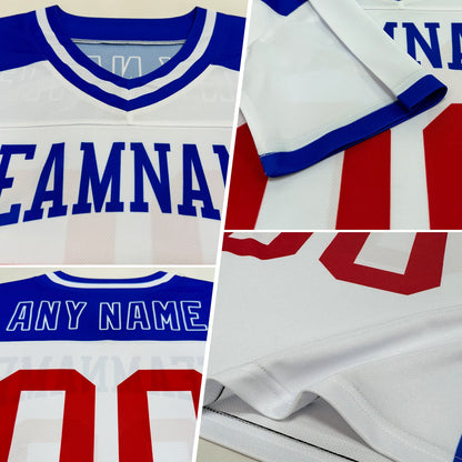 Custom White Pink-Light Blue Authentic Football Jersey