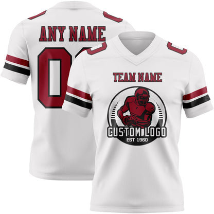 Custom White Cardinal-Black Authentic Football Jersey