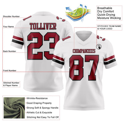 Custom White Cardinal-Black Authentic Football Jersey