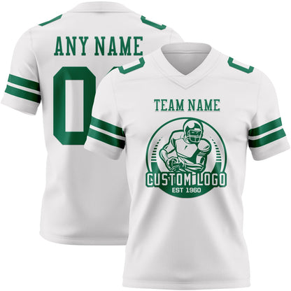 Custom White Kelly Green Authentic Football Jersey