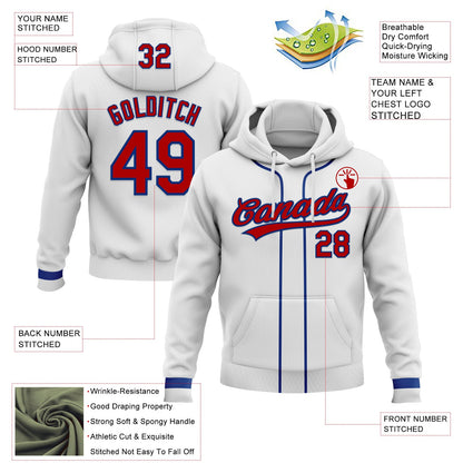 Custom Stitched White Red-Royal Baseball Pullover Sweatshirt Hoodie