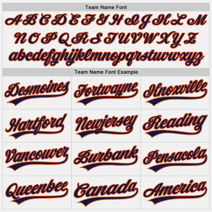 Custom Stitched White Navy-Orange Baseball Pullover Sweatshirt Hoodie