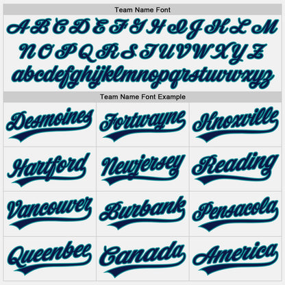 Custom Stitched White Navy-Teal Baseball Pullover Sweatshirt Hoodie