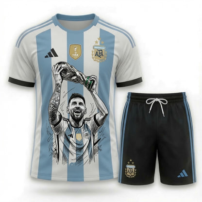 Special Edition Football Legend T-Shirt + Shorts Set, Pink Soccer Fan Outfit