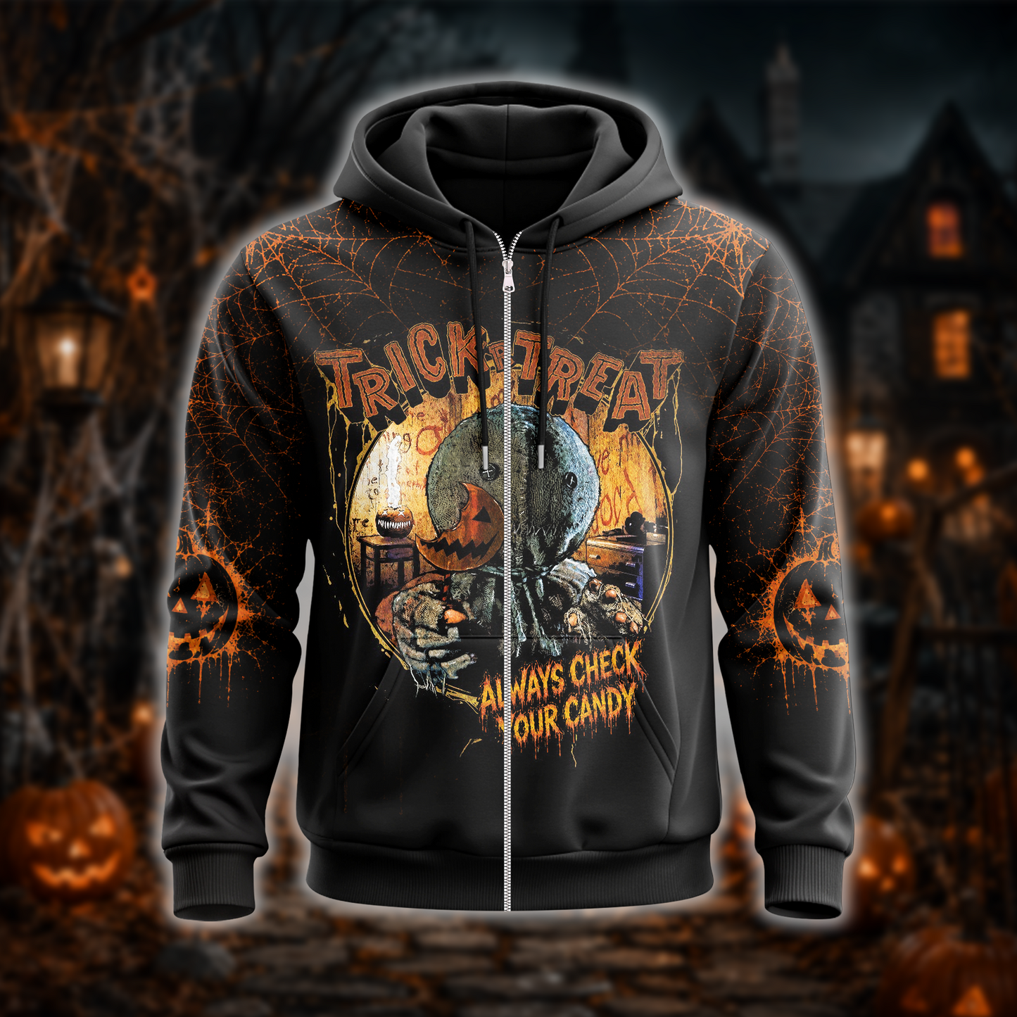 Halloween Trick or Treat Horror Graphic Shirt — Always Check Your Candy T-Shirt — Sweatshirt — Hoodi - Custom Fan Apparel Image 7