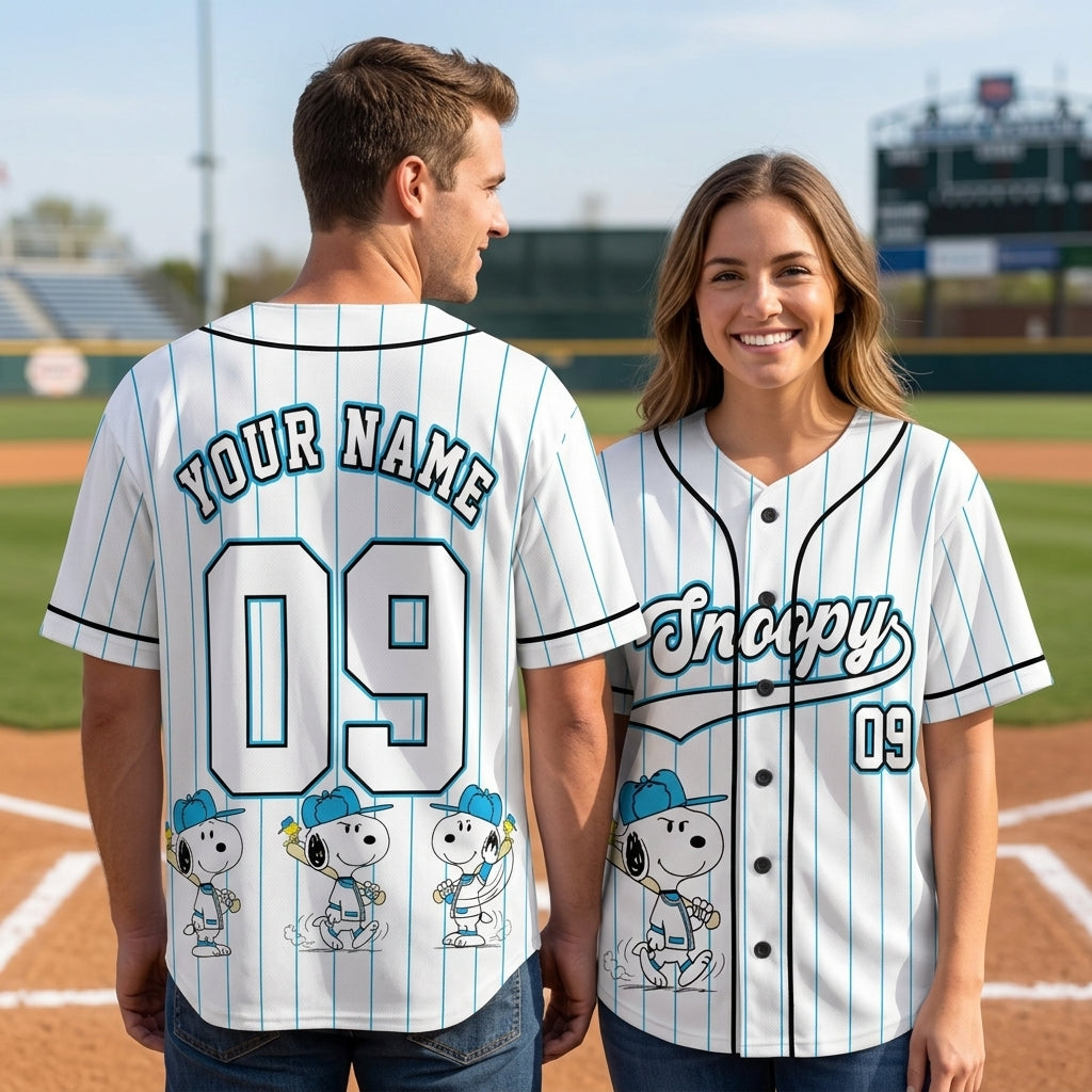 Custom Cartoon Beagle Baseball Jersey, Personalized Name Number Dog Sport Shirt