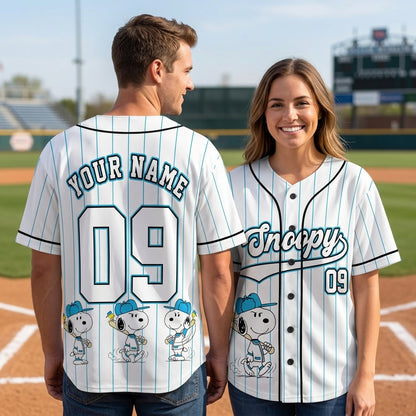 Custom Cartoon Beagle Baseball Jersey, Personalized Name Number Dog Sport Shirt