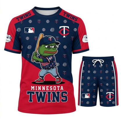 Meme Frog Baseball Fan T-Shirt And Shorts Set, Funny Sport Outfit | 30 Teams Available