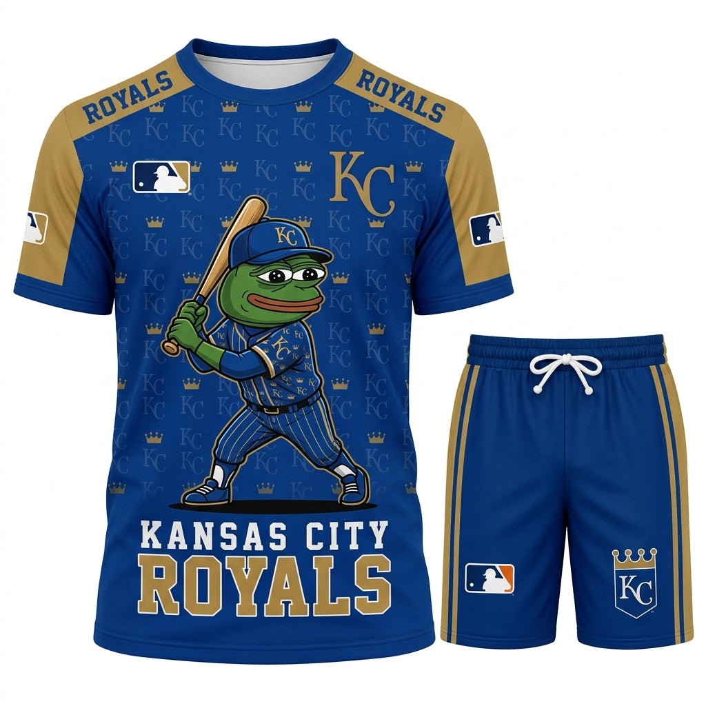 Meme Frog Baseball Fan T-Shirt And Shorts Set, Funny Sport Outfit | 30 Teams Available