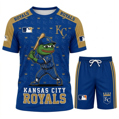 Meme Frog Baseball Fan T-Shirt And Shorts Set, Funny Sport Outfit | 30 Teams Available
