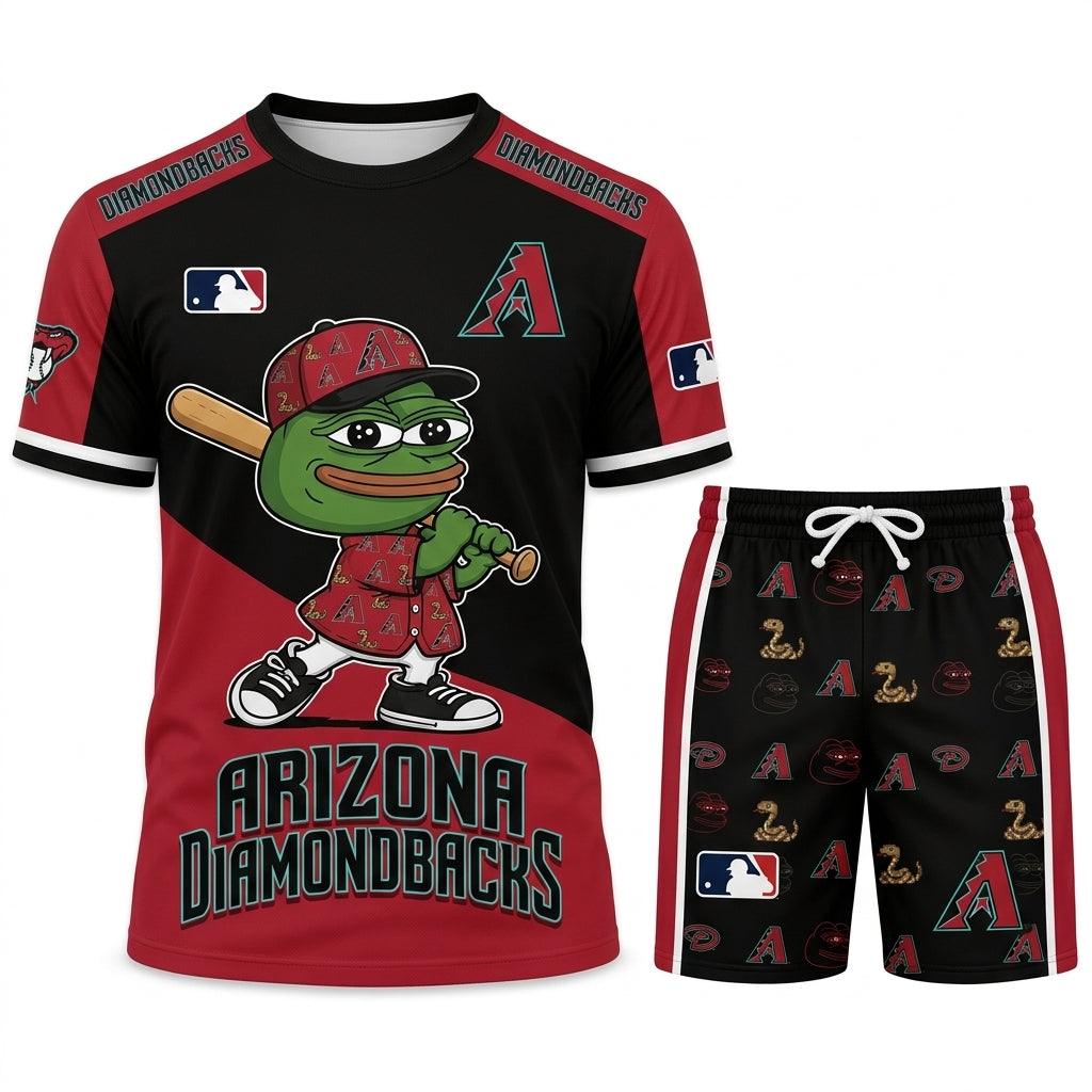 Meme Frog Baseball Fan T-Shirt And Shorts Set, Funny Sport Outfit | 30 Teams Available