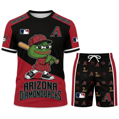 Meme Frog Baseball Fan T-Shirt And Shorts Set, Funny Sport Outfit | 30 Teams Available