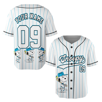 Custom Cartoon Beagle Baseball Jersey, Personalized Name Number Dog Sport Shirt