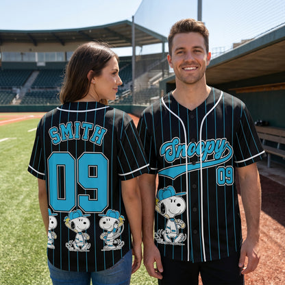 Custom Cartoon Beagle Baseball Jersey, Personalized Name Number Dog Sport Shirt