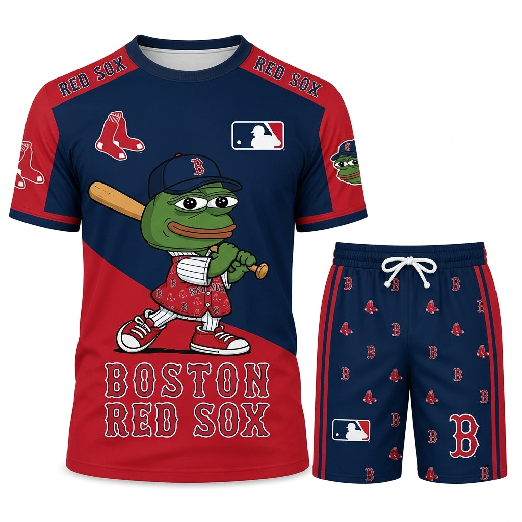 Meme Frog Baseball Fan T-Shirt And Shorts Set, Funny Sport Outfit | 30 Teams Available