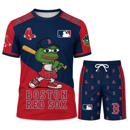 Meme Frog Baseball Fan T-Shirt And Shorts Set, Funny Sport Outfit | 30 Teams Available