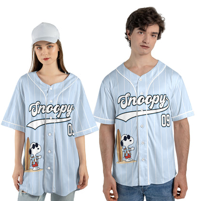 Custom Ride The Wave Beach Dog Baseball Jersey, Personalized Name Number Surf Shirt