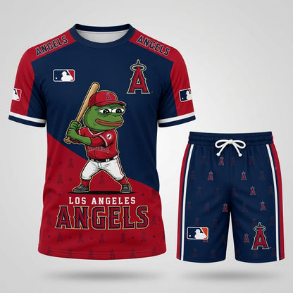 Meme Frog Baseball Fan T-Shirt And Shorts Set, Funny Sport Outfit | 30 Teams Available