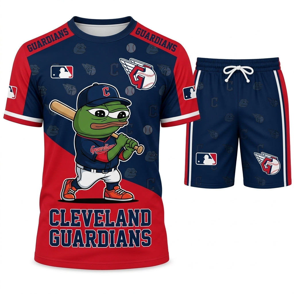 Meme Frog Baseball Fan T-Shirt And Shorts Set, Funny Sport Outfit | 30 Teams Available