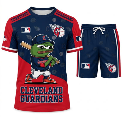 Meme Frog Baseball Fan T-Shirt And Shorts Set, Funny Sport Outfit | 30 Teams Available
