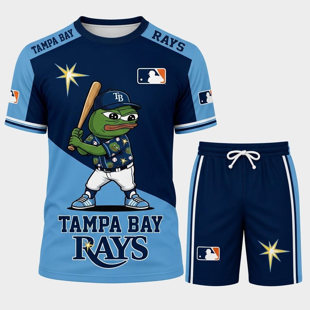 Meme Frog Baseball Fan T-Shirt And Shorts Set, Funny Sport Outfit | 30 Teams Available