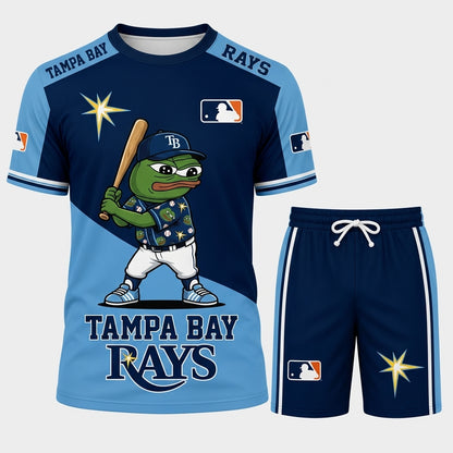 Meme Frog Baseball Fan T-Shirt And Shorts Set, Funny Sport Outfit | 30 Teams Available