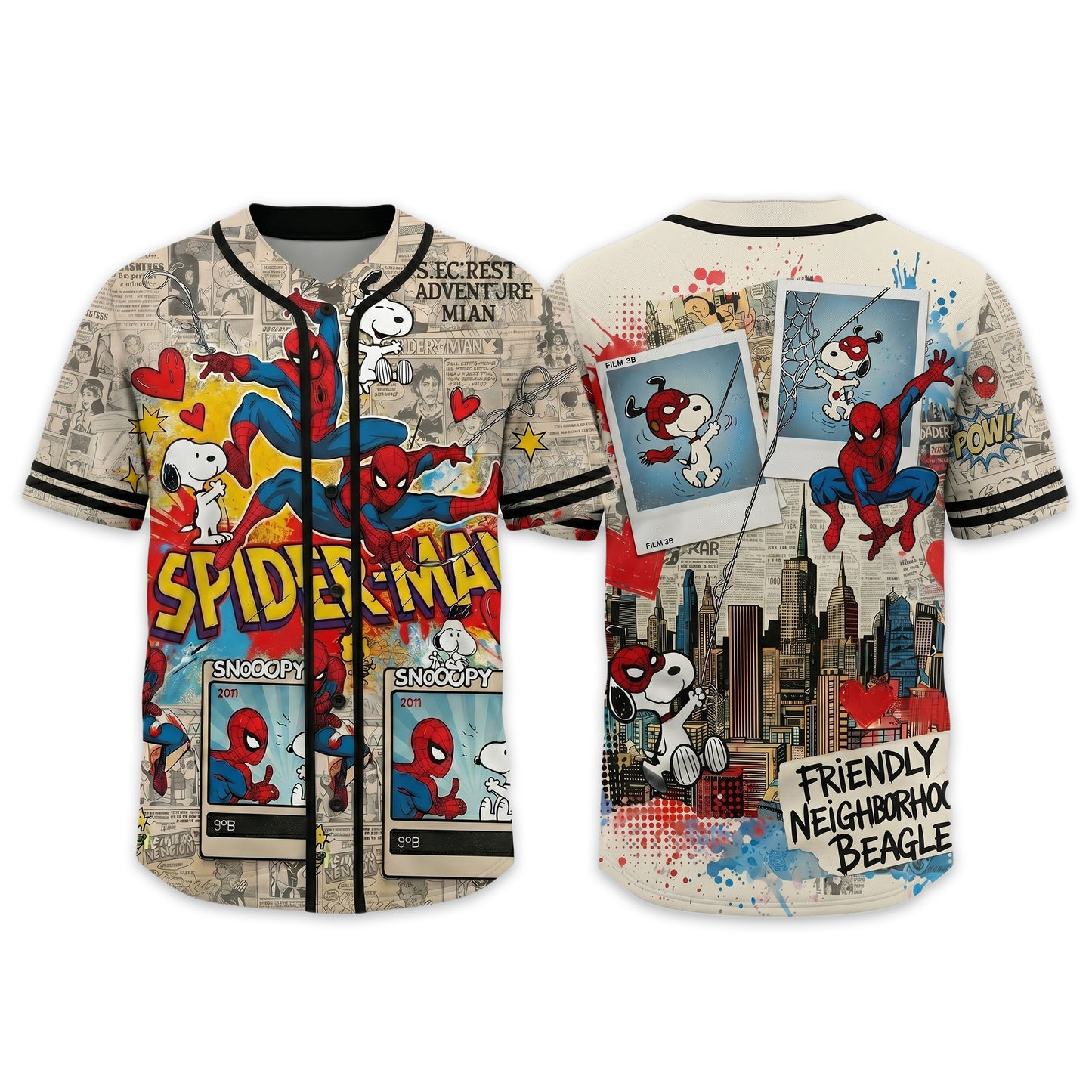 Custom Comic Web Hero Inspired Button Up Jersey, Superhero Fan Cosplay Sports Shirt