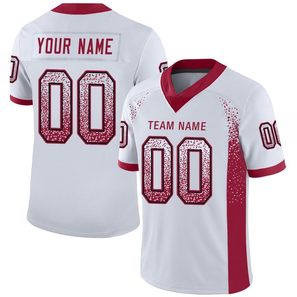 Custom White Cardinal-Black Drift Fashion Football Jersey