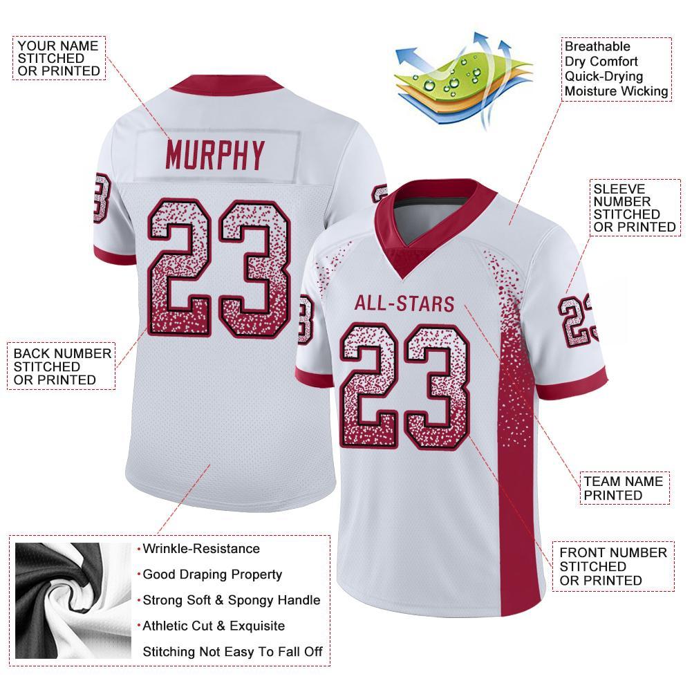 Custom White Cardinal-Black Drift Fashion Football Jersey