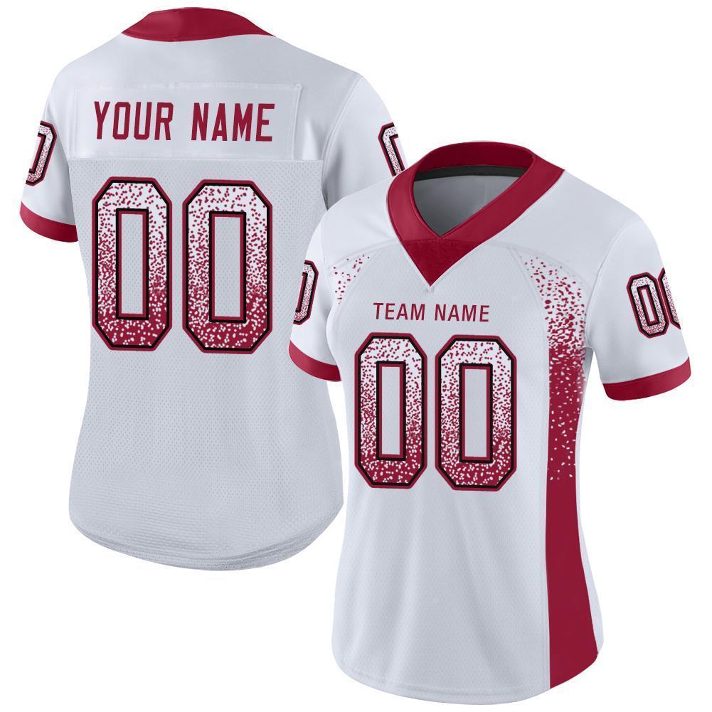 Custom White Cardinal-Black Drift Fashion Football Jersey
