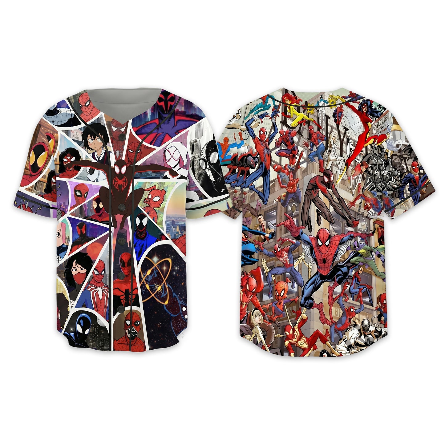 Custom Comic Web Hero Inspired Button Up Jersey, Superhero Fan Cosplay Sports Shirt